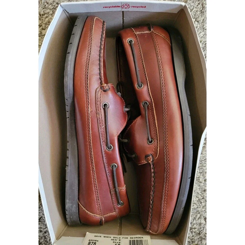 Minnetonka Moccasin Mens 12 BROWN LEATHER WITH SOLE STYLE # 878 Comfort